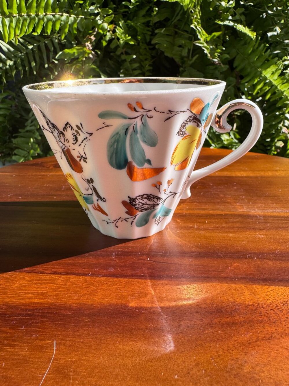 Vintage Lomonosov LFZ USSR Soviet Porcelain Tea Cup Autumn Leaves Hand Painted